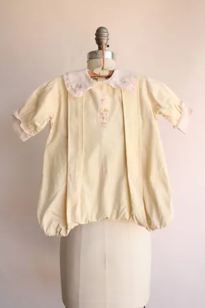 Vintage 1950s Yellow Baby Romper, Age 2 Girls