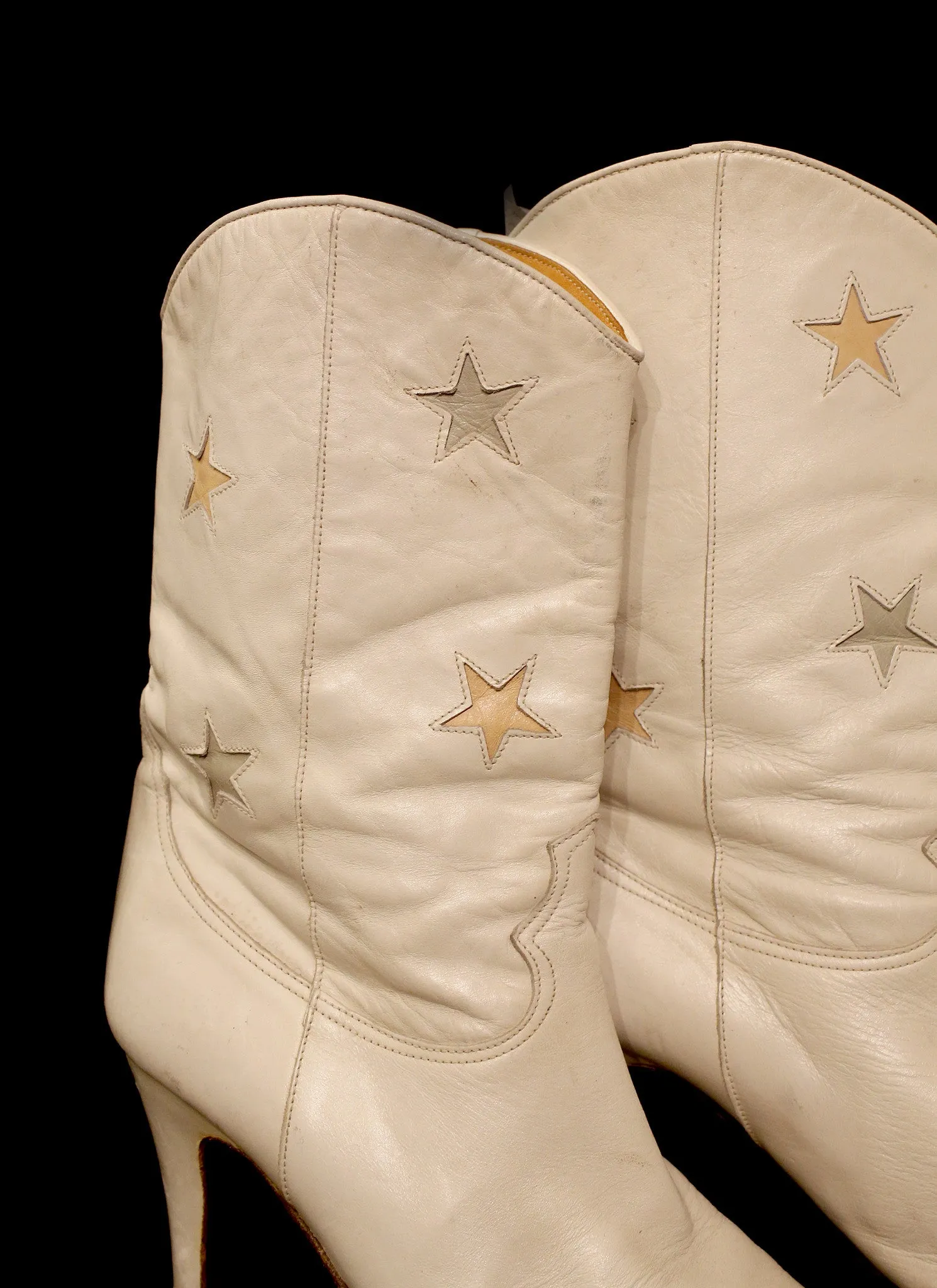 Vintage 1980s White Star Cowboy Boots