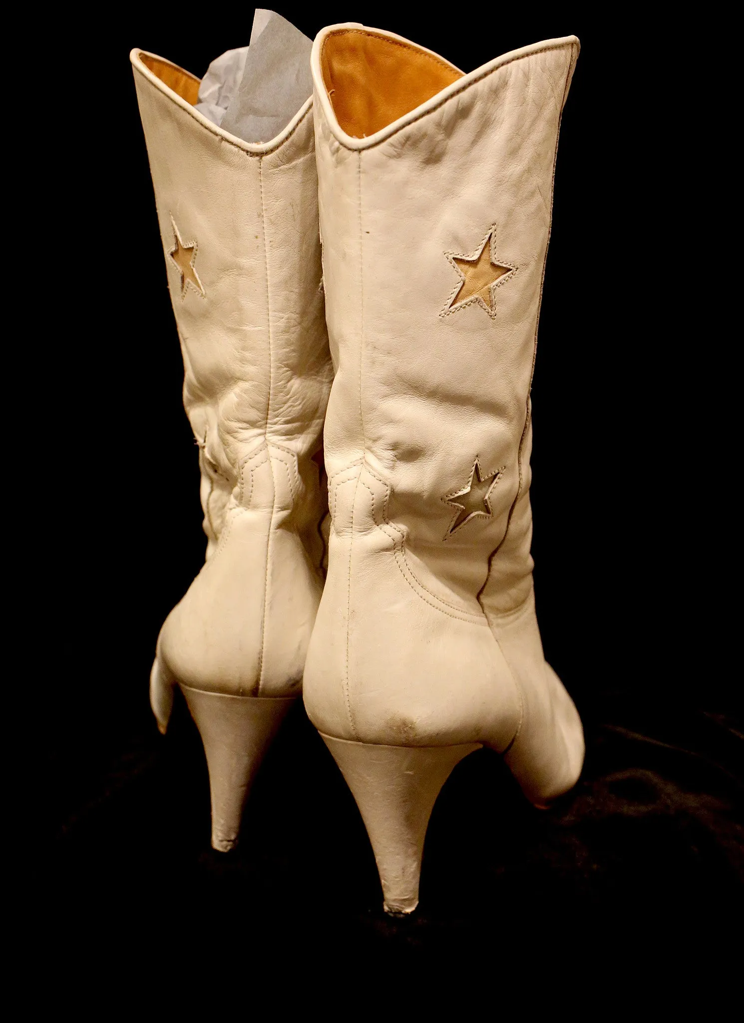 Vintage 1980s White Star Cowboy Boots