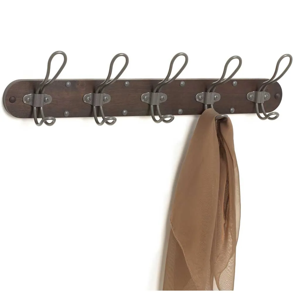 Vintage 5-Hook Wall Mount Coat Rack