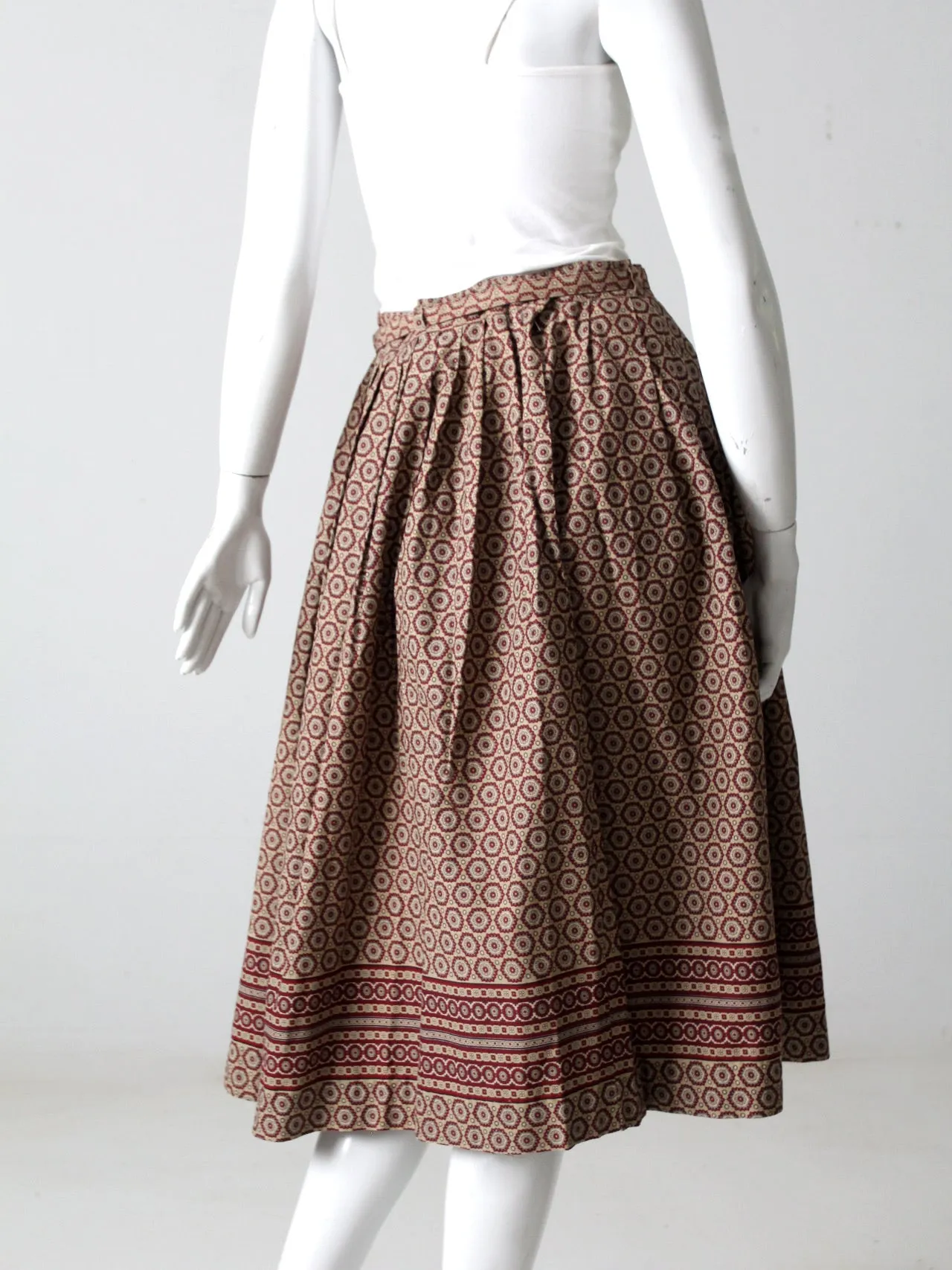 vintage 60s geometric print belted skirt