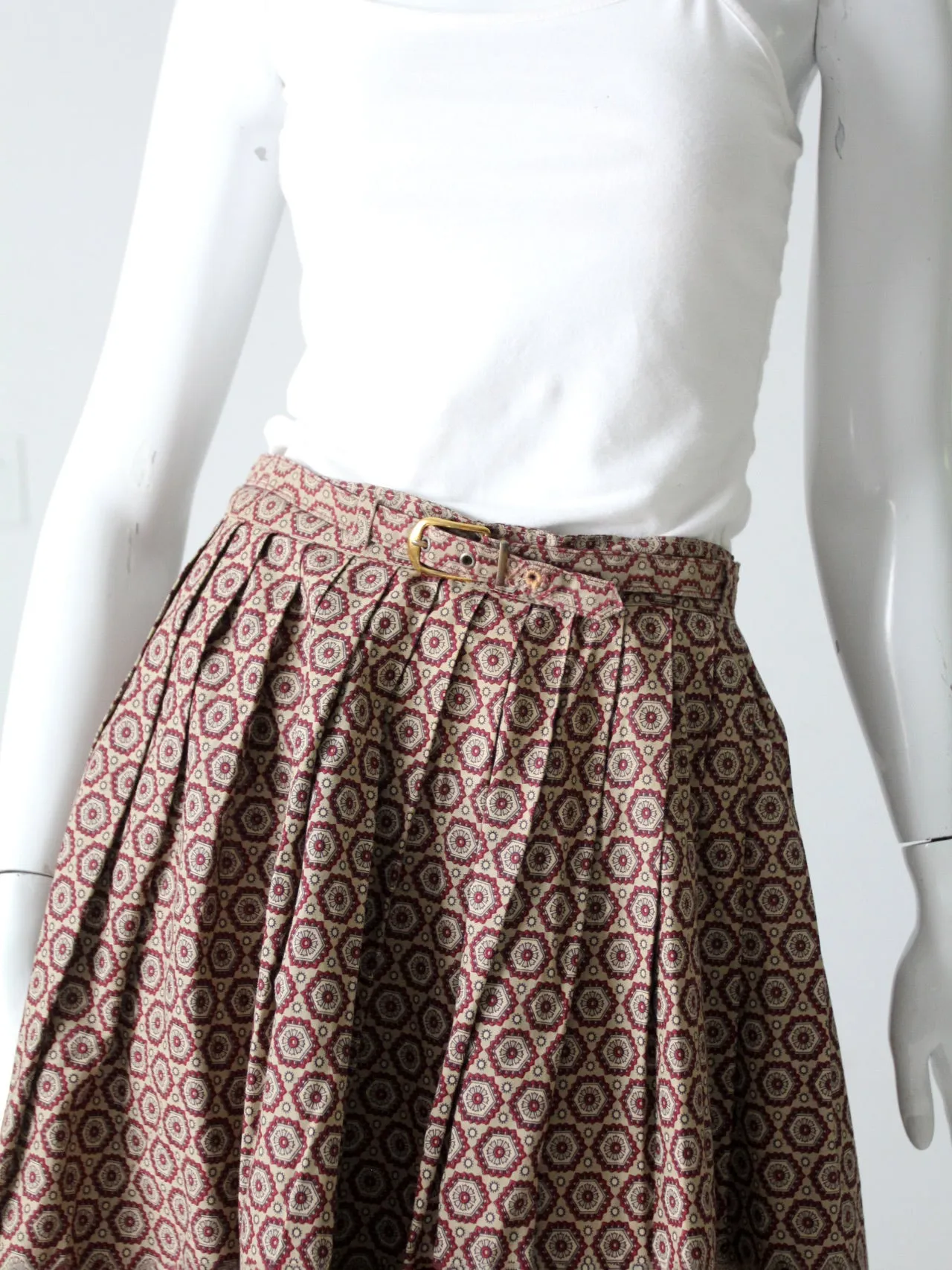 vintage 60s geometric print belted skirt