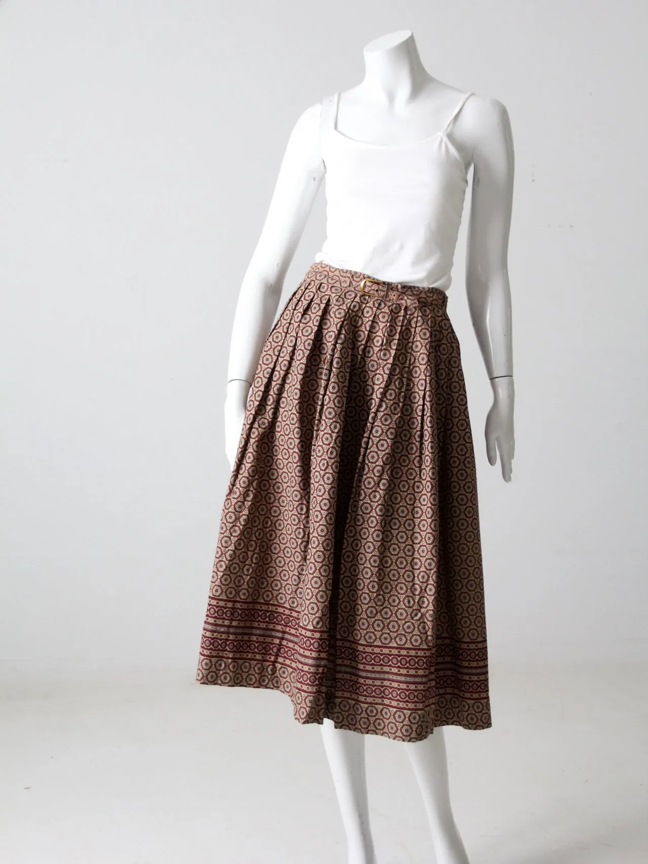 vintage 60s geometric print belted skirt