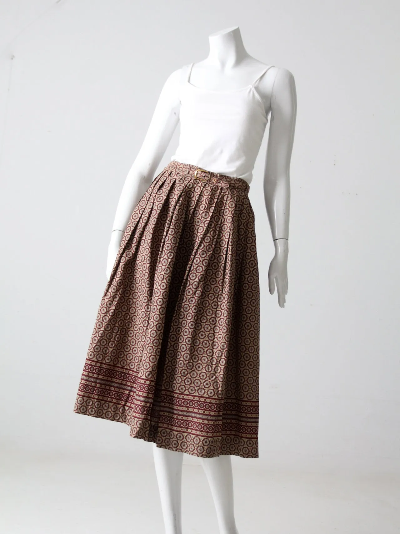 vintage 60s geometric print belted skirt