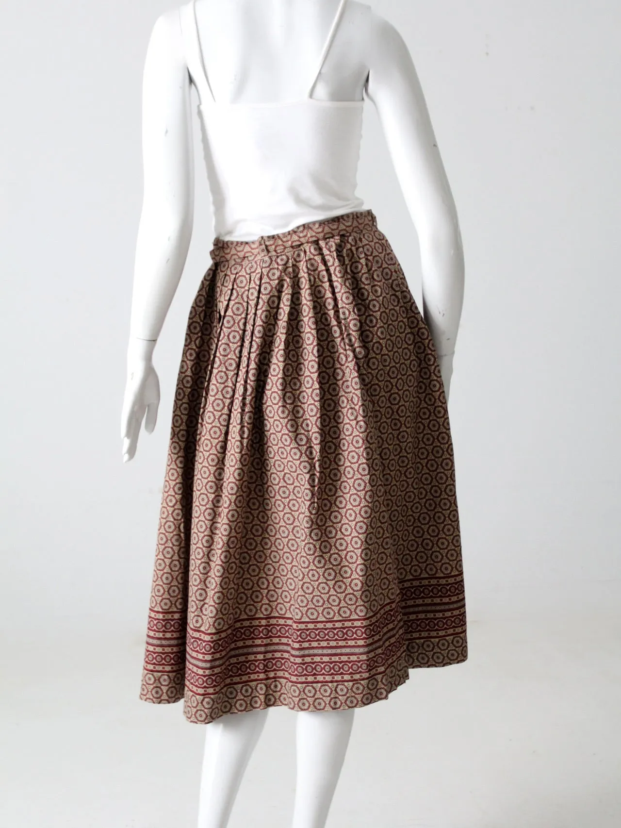 vintage 60s geometric print belted skirt