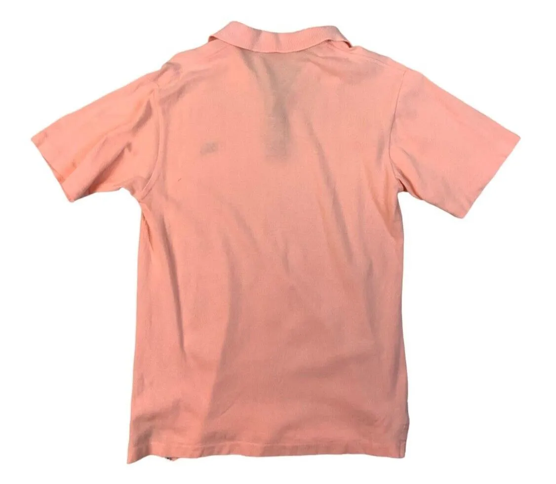 VINTAGE 80s BURBERRY POLO SHIRT SALMON PINK SIZE M