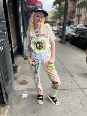 Vintage 90s Hand Illustrated Overalls