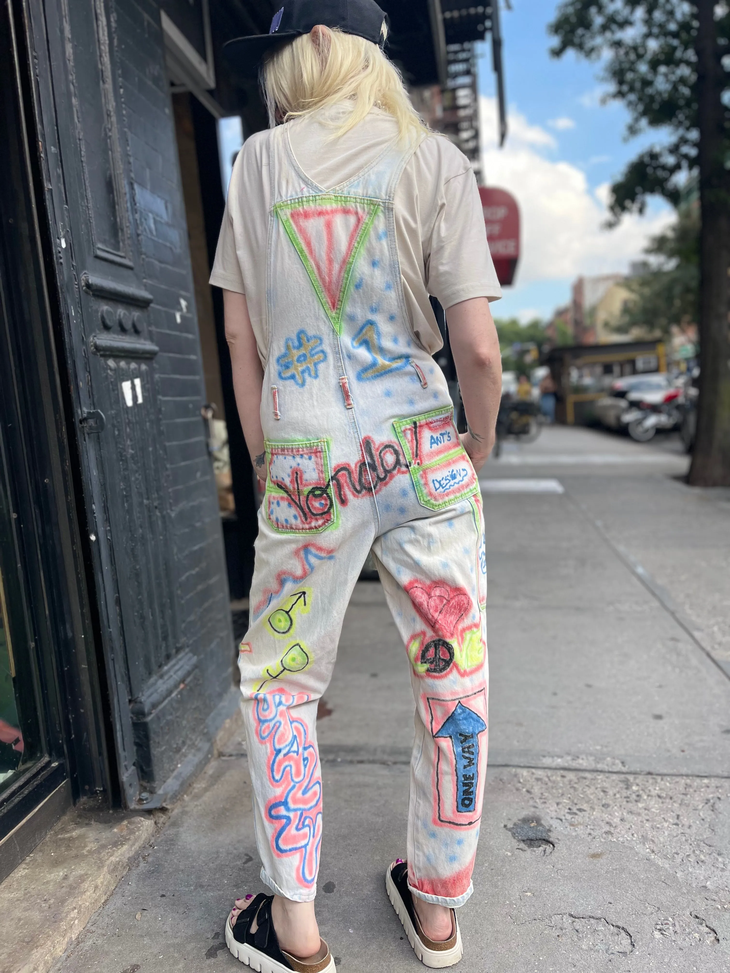 Vintage 90s Hand Illustrated Overalls