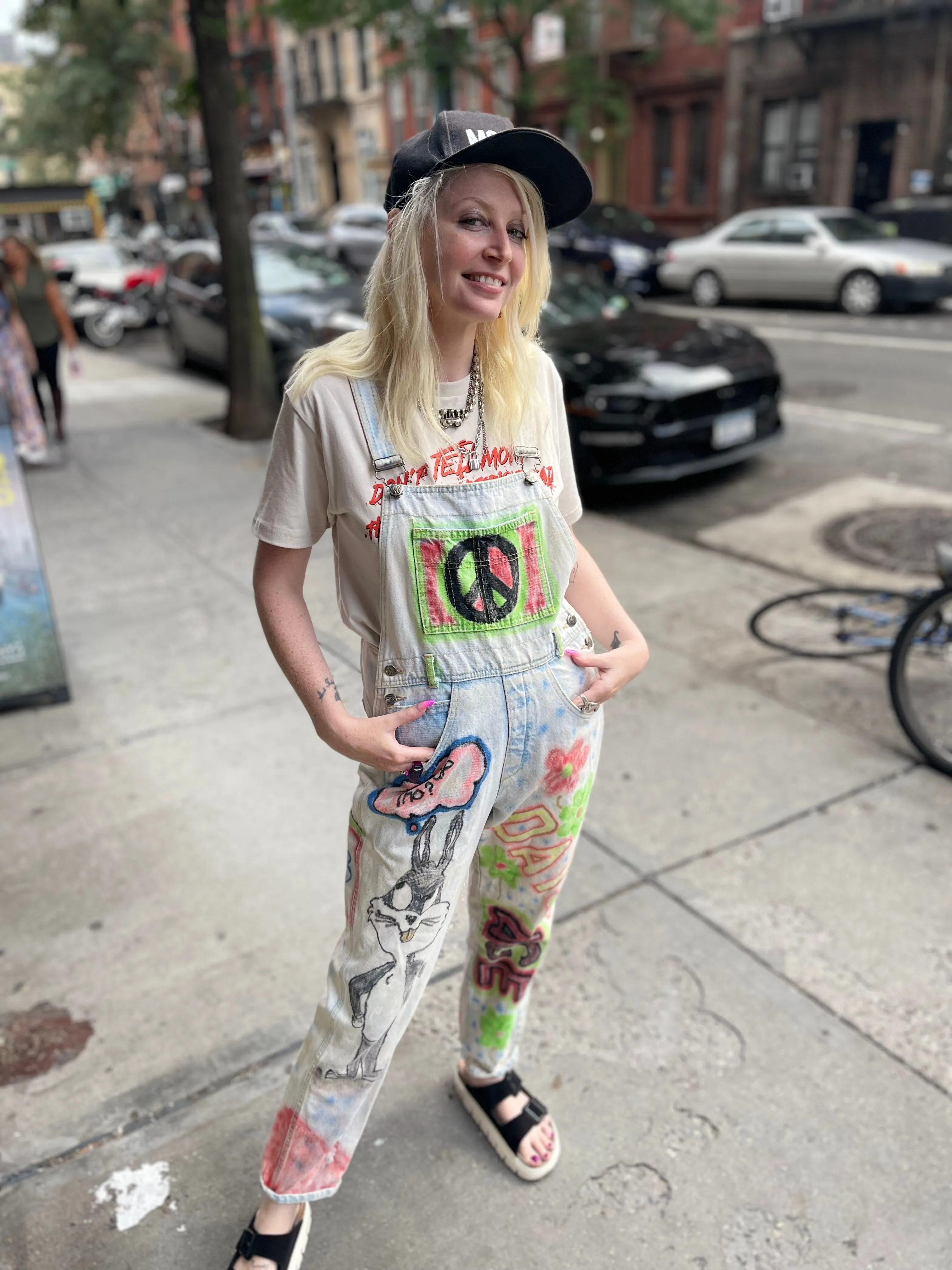 Vintage 90s Hand Illustrated Overalls