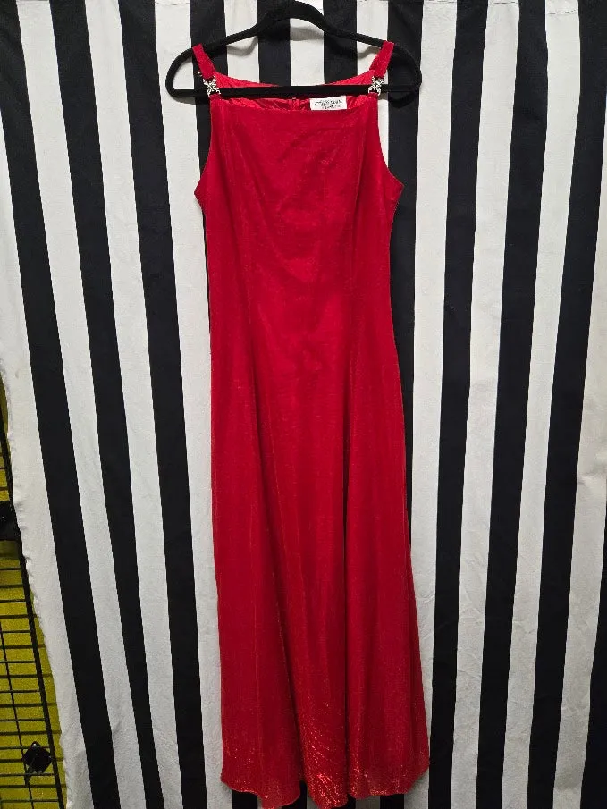 Vintage 90s Red Metallic Maxi Dress