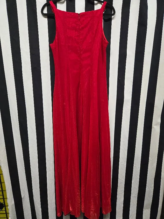 Vintage 90s Red Metallic Maxi Dress