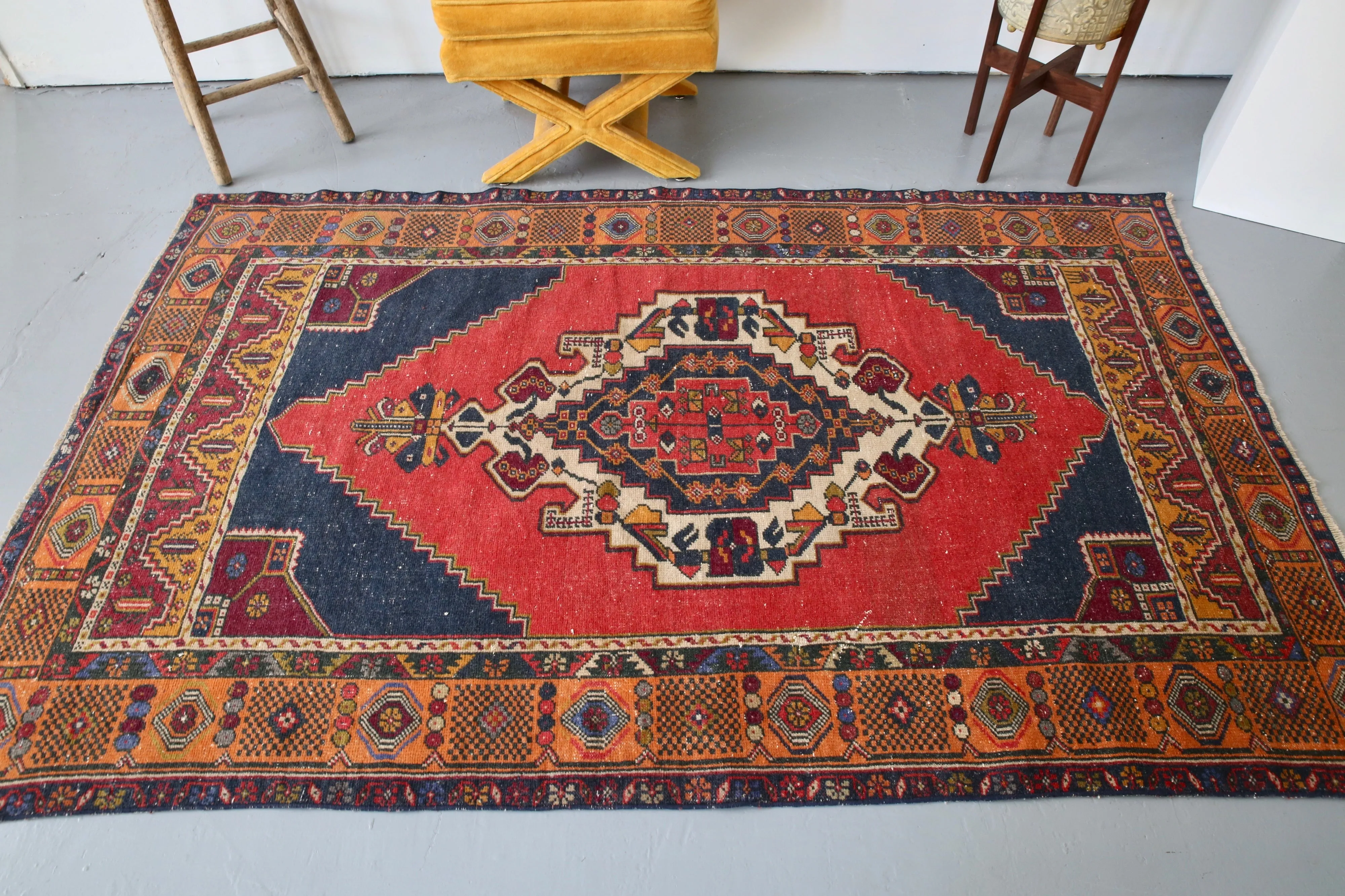 Vintage Anatolian Rug 4.3ftx7ft