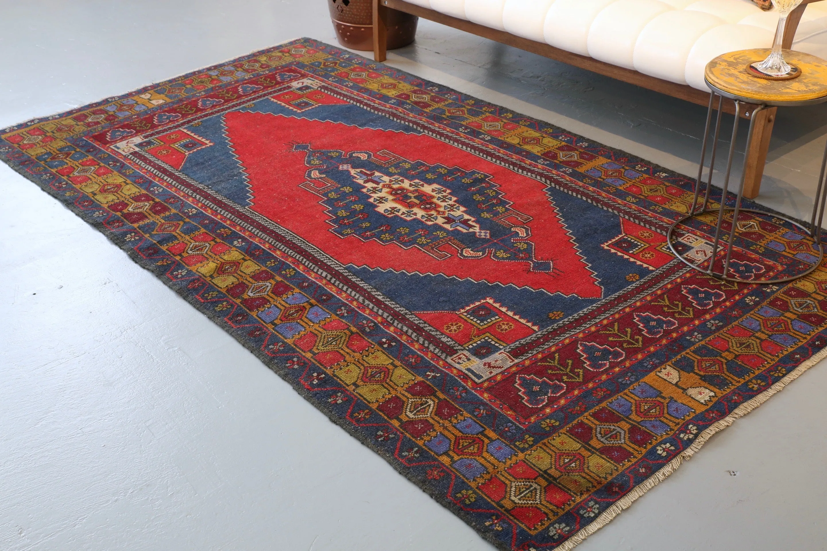 Vintage Anatolian Rug 4.4ftx8ft