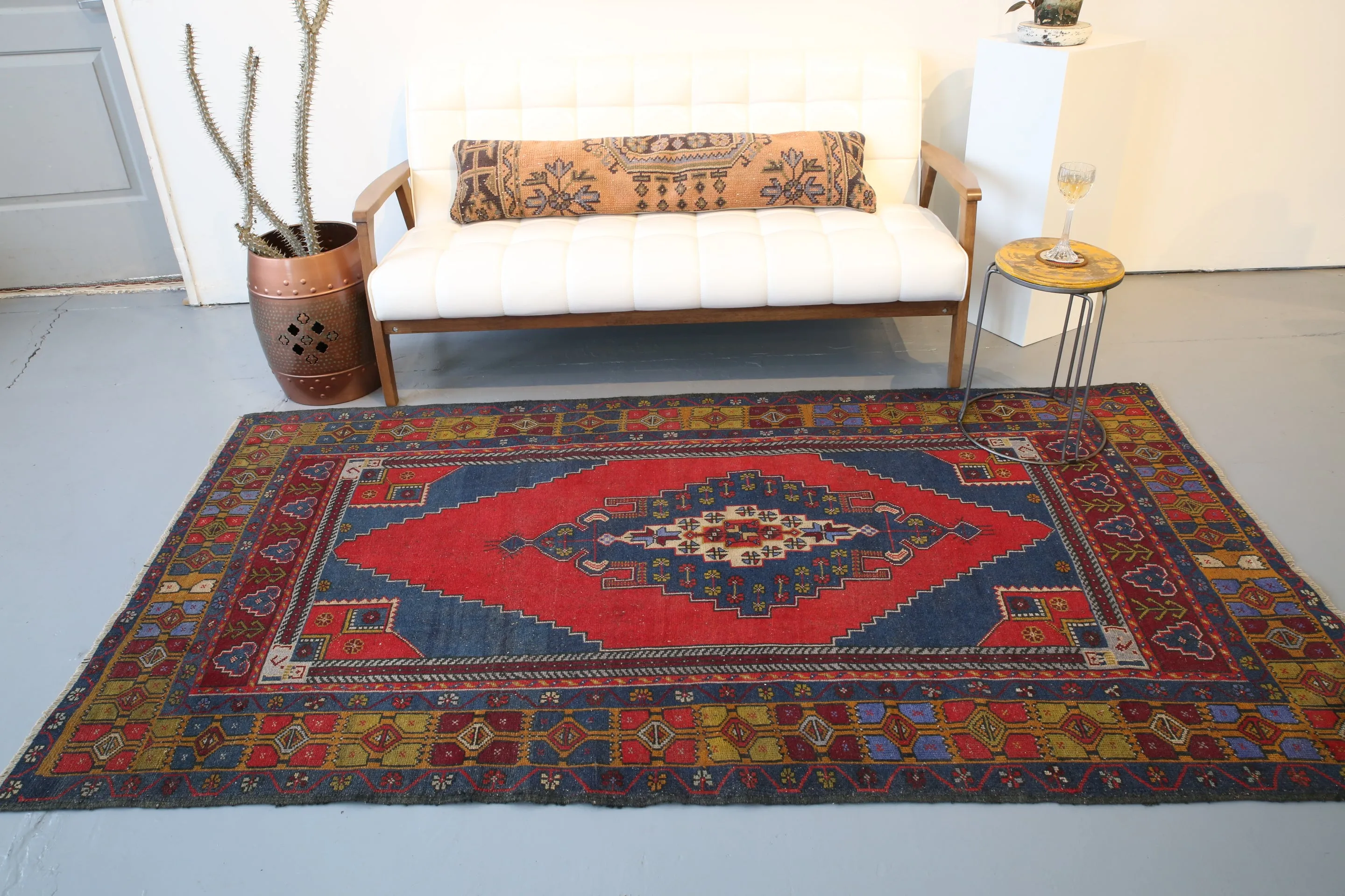 Vintage Anatolian Rug 4.4ftx8ft