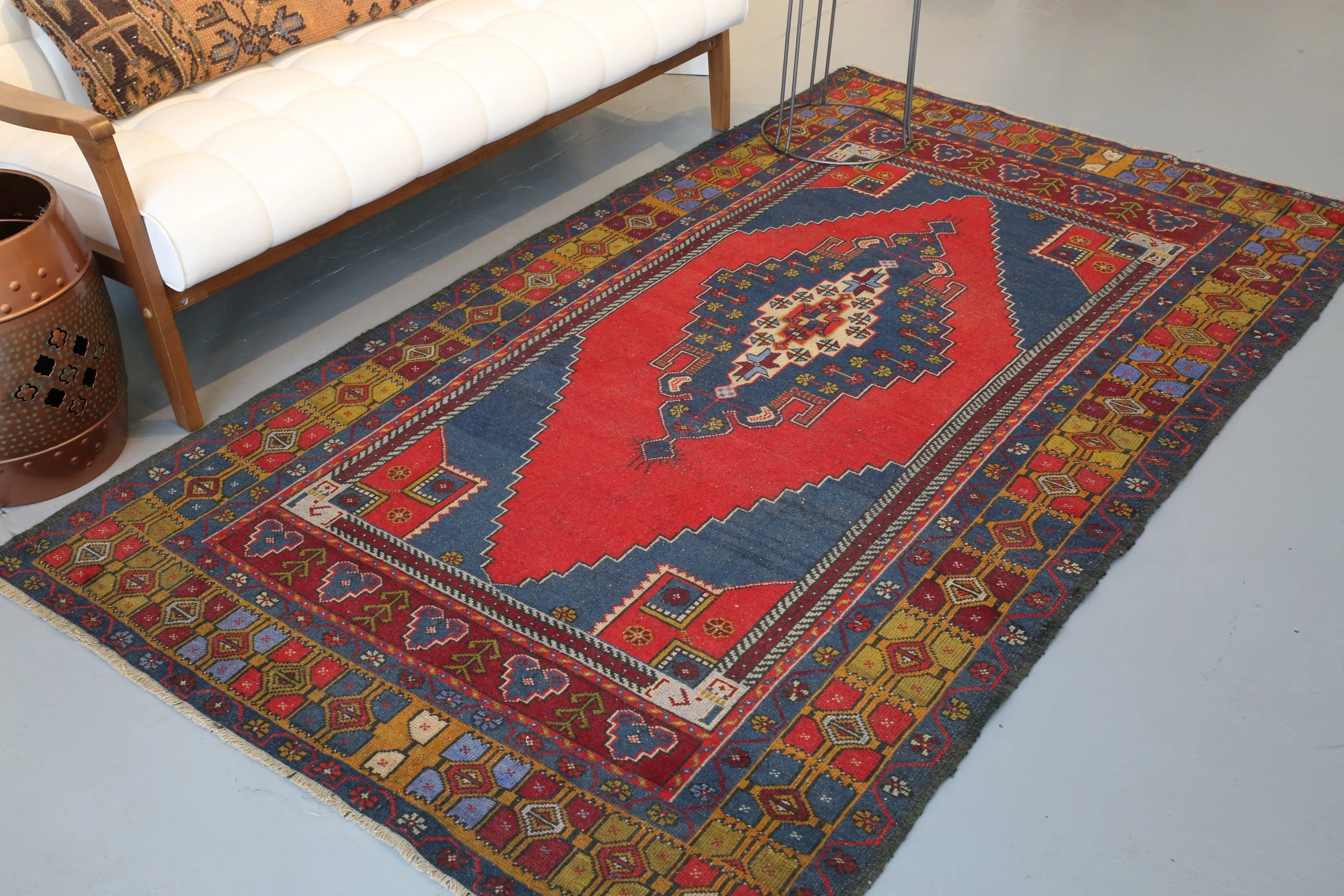 Vintage Anatolian Rug 4.4ftx8ft