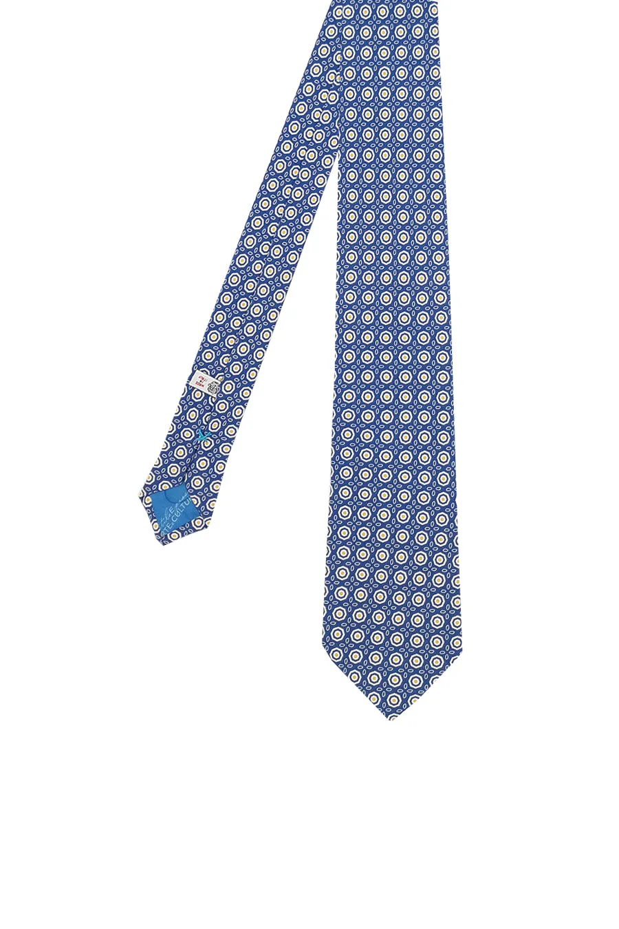 Vintage archive light blue tie in pure silk printed