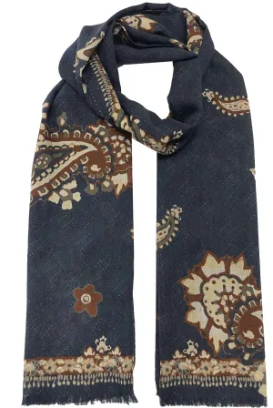 Vintage archive scarf blue paisley super soft