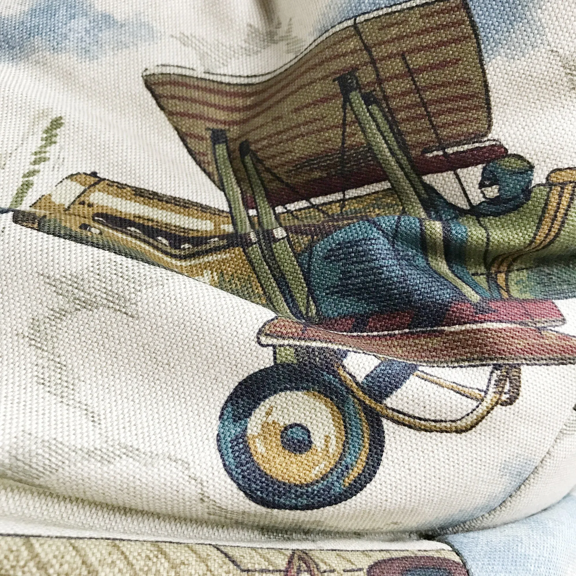 Vintage Aviator Print Throw Pillow Cover