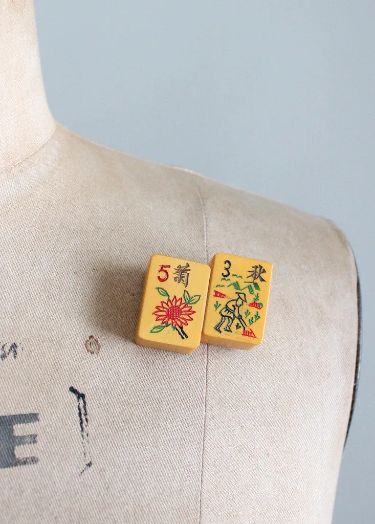 Vintage Bakelite Mahjong Brooch