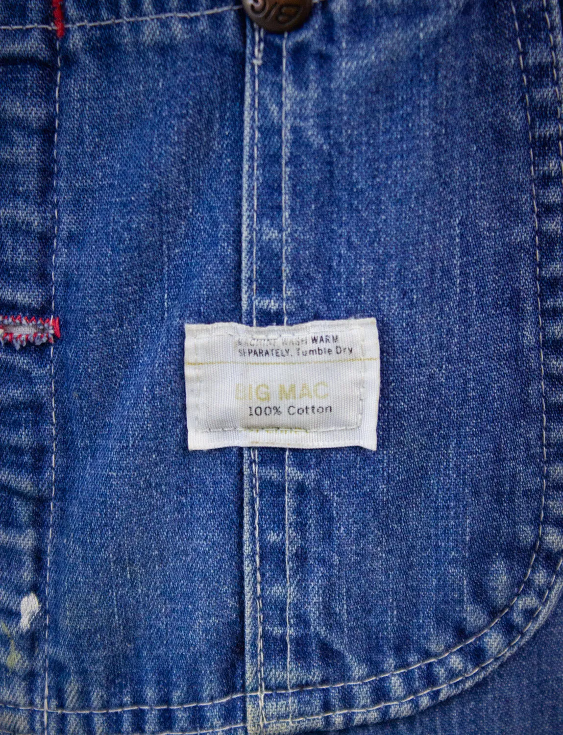 Vintage Big Mac Square Bak Denim Overalls 70s 32x32