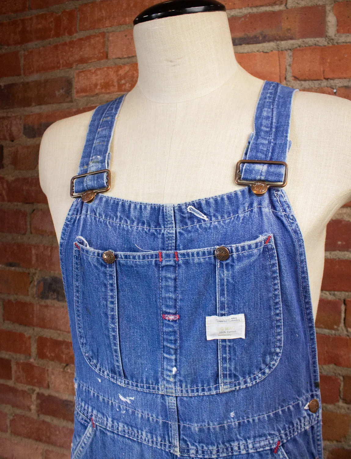 Vintage Big Mac Square Bak Denim Overalls 70s 32x32