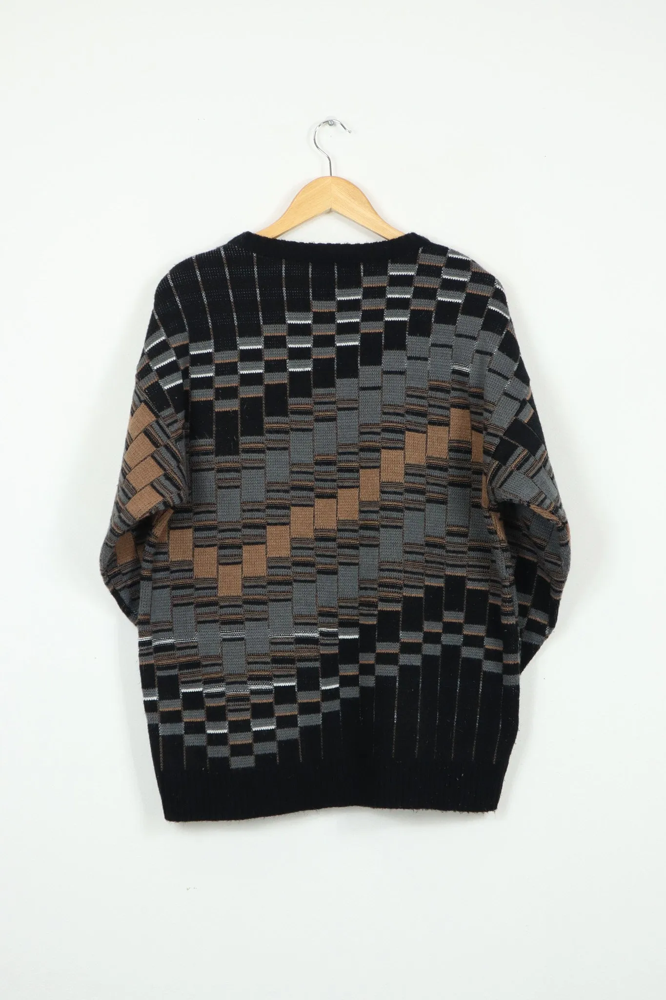 Vintage Black Block Pattern Sweater