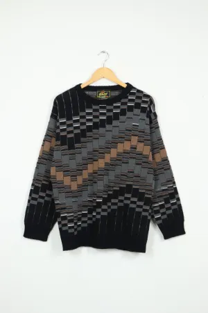 Vintage Black Block Pattern Sweater