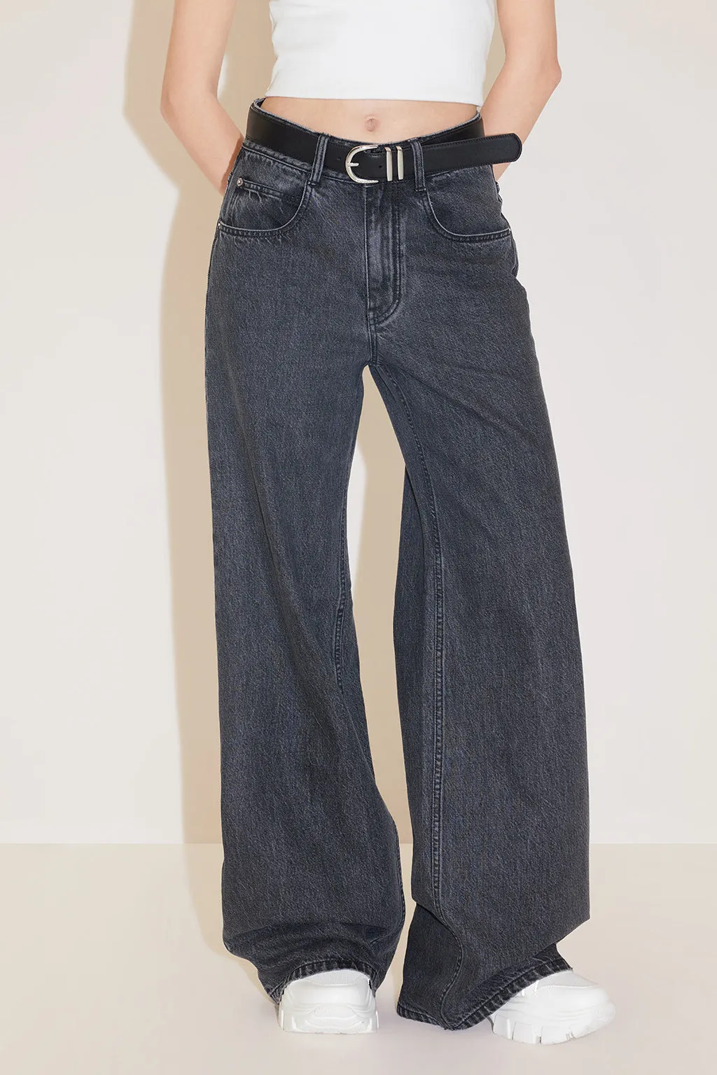 Vintage Black Gray Casual Straight Fit Jeans