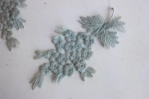 Vintage Blue Appliques, 1 pair Floral Sprays, 8.5" long each. 4.25" width