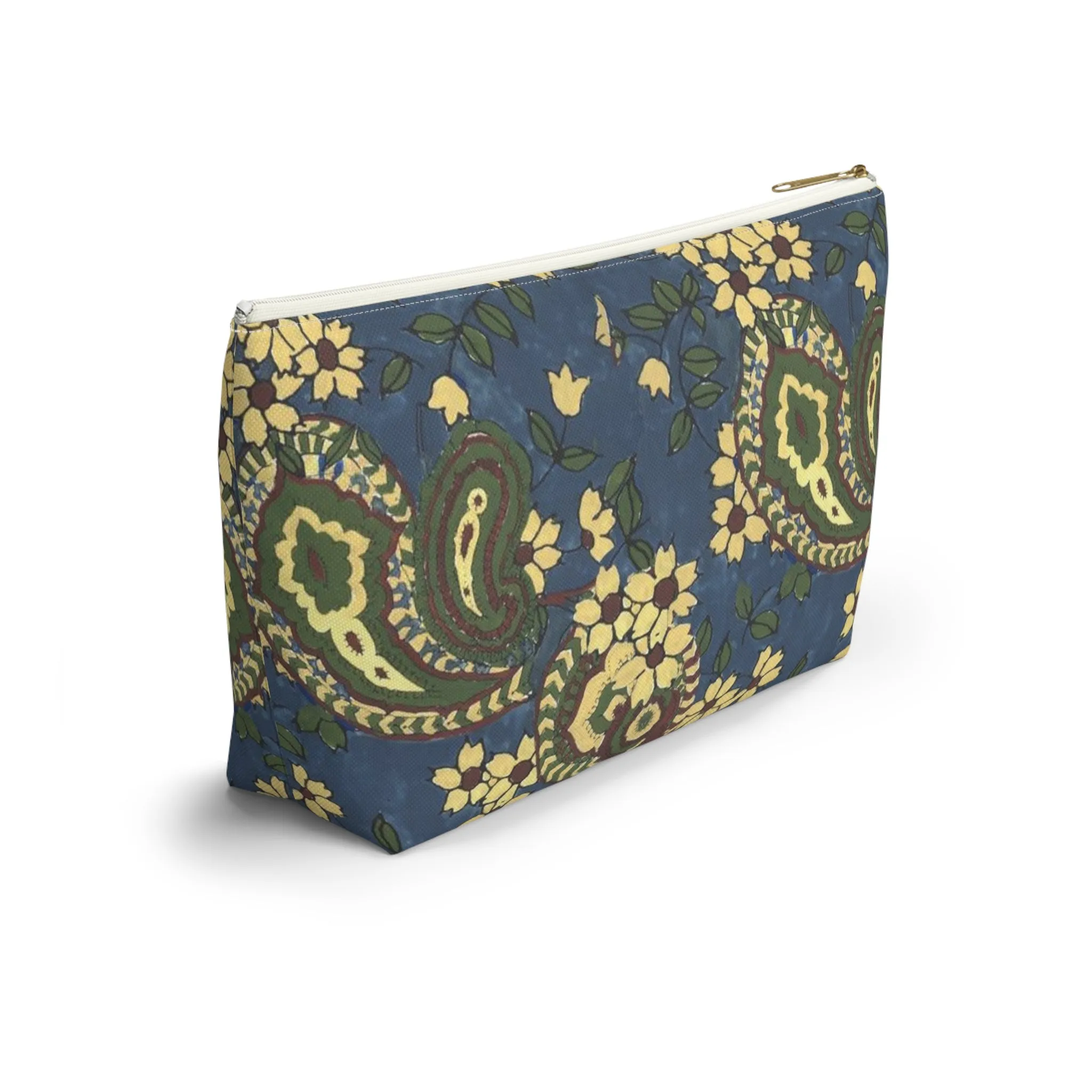 Vintage Blue Paisley Accessory Pouch w T-bottom