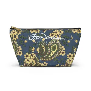 Vintage Blue Paisley Accessory Pouch w T-bottom