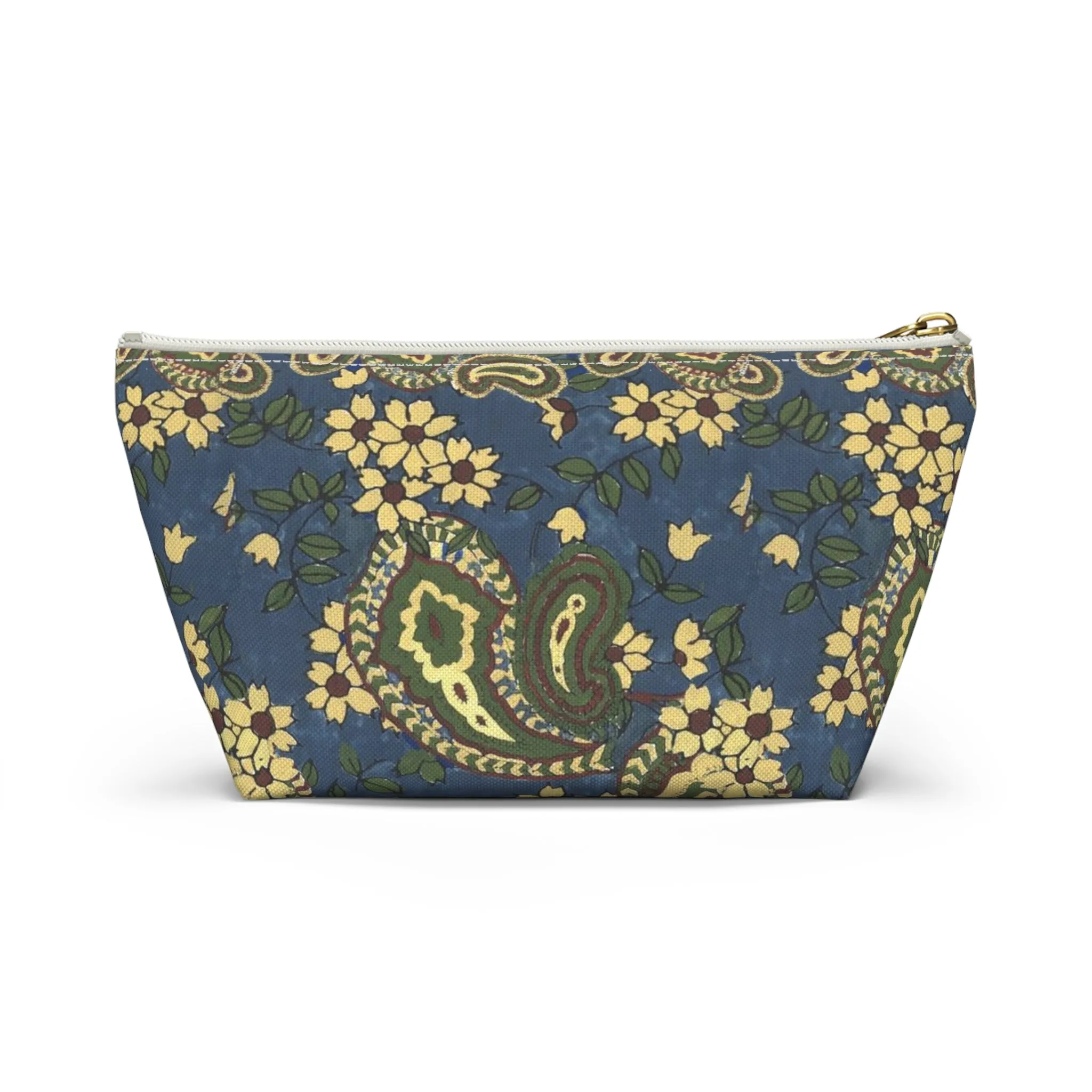 Vintage Blue Paisley Accessory Pouch w T-bottom