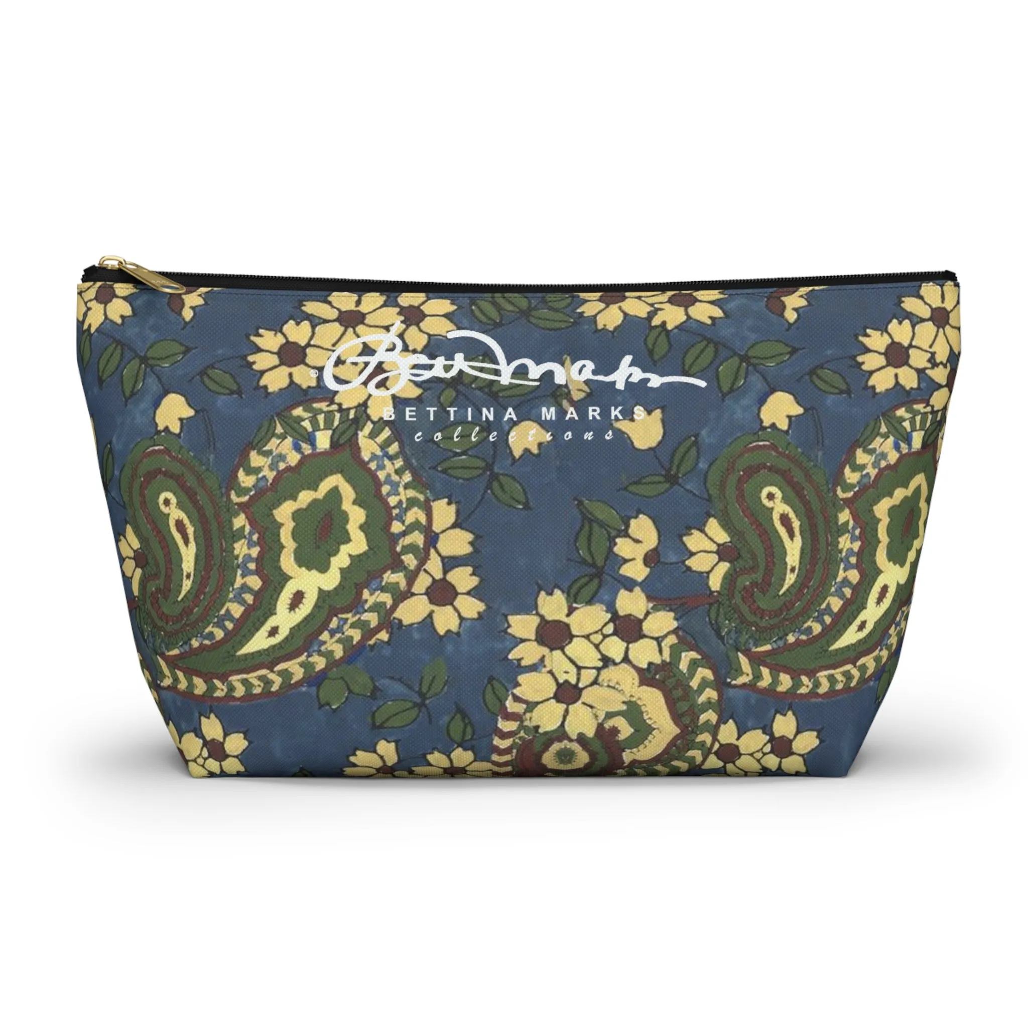 Vintage Blue Paisley Accessory Pouch w T-bottom