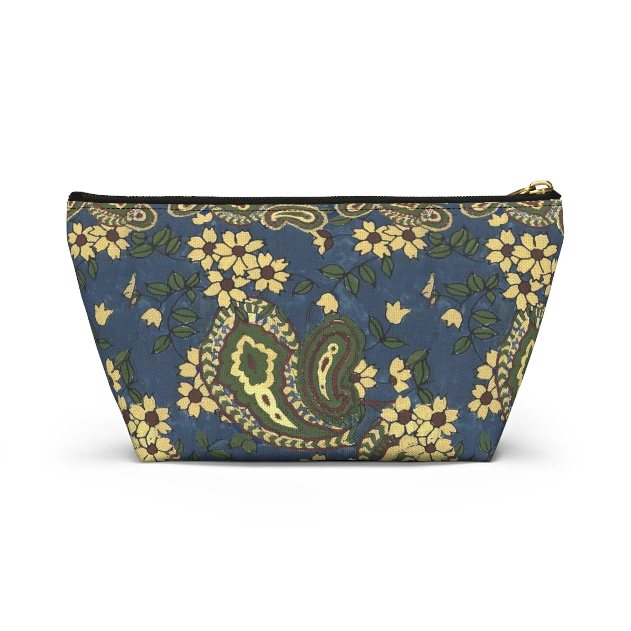 Vintage Blue Paisley Accessory Pouch w T-bottom