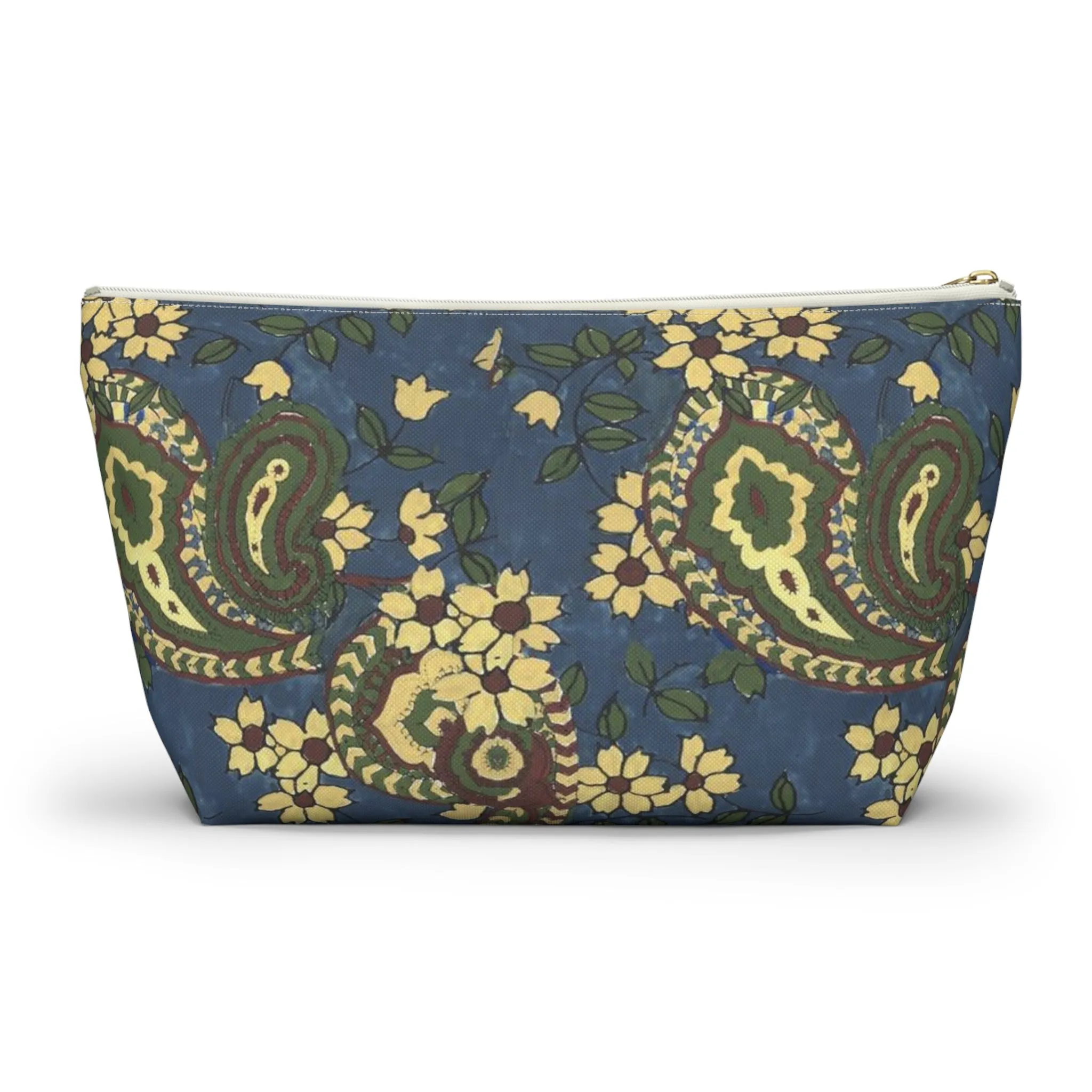 Vintage Blue Paisley Accessory Pouch w T-bottom