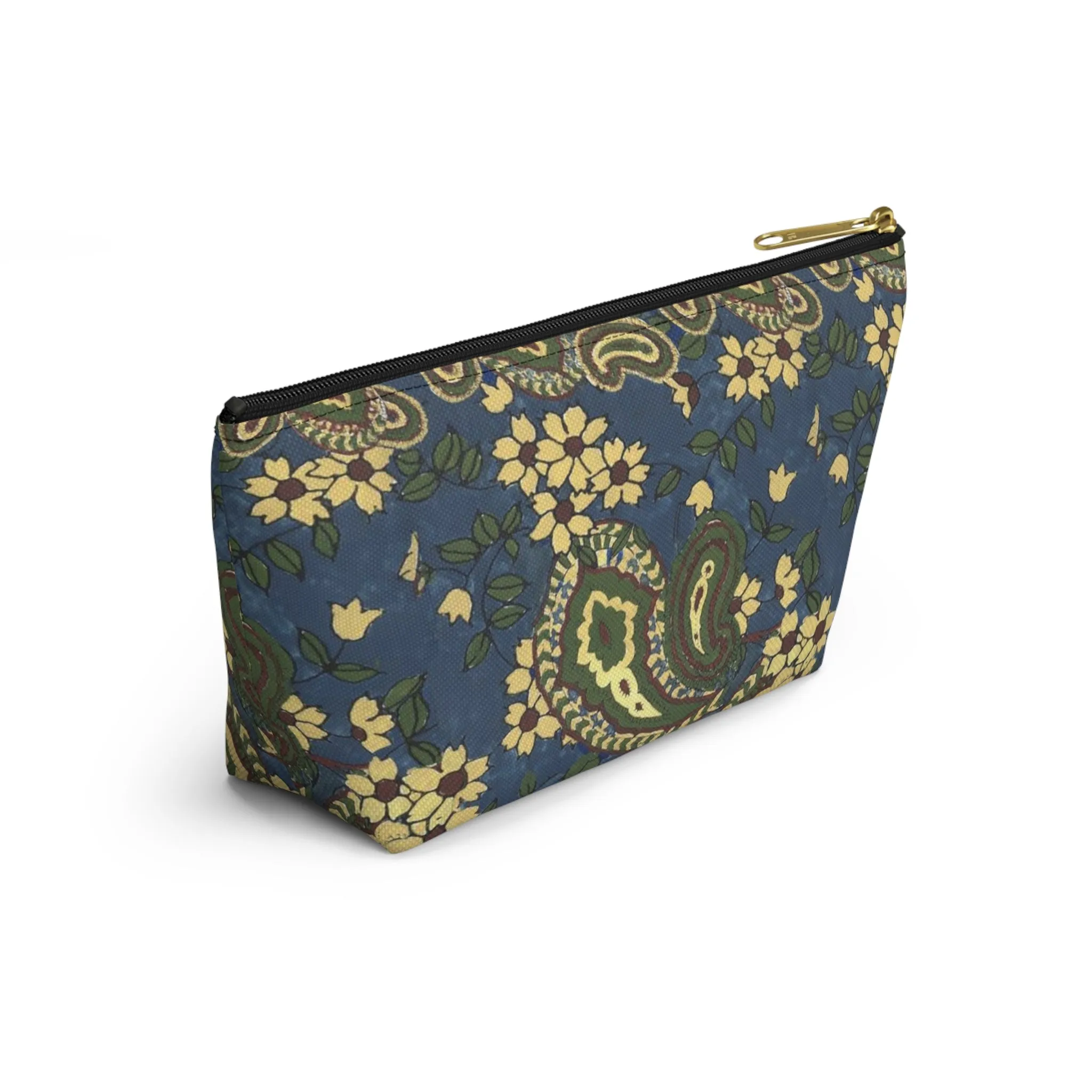 Vintage Blue Paisley Accessory Pouch w T-bottom