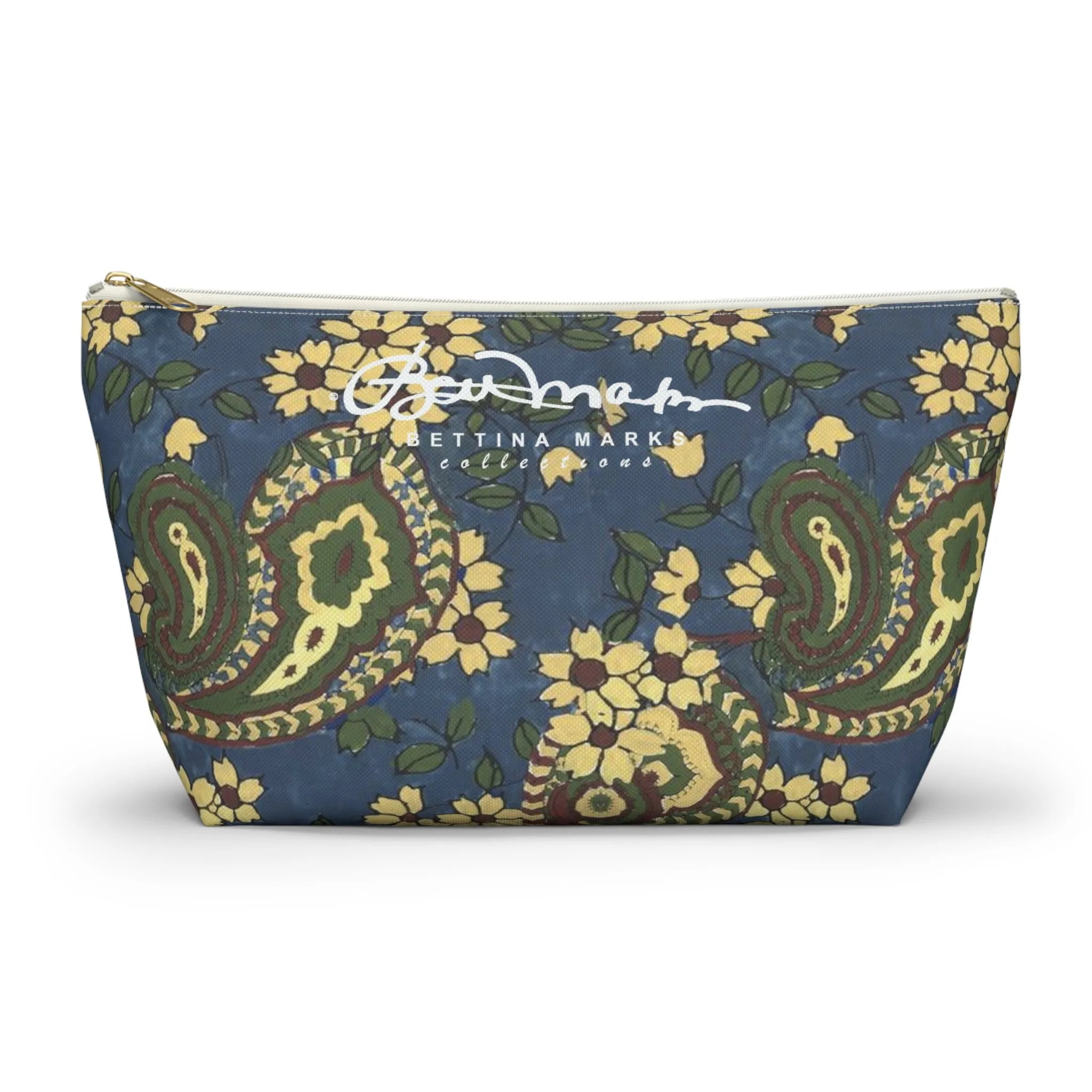 Vintage Blue Paisley Accessory Pouch w T-bottom