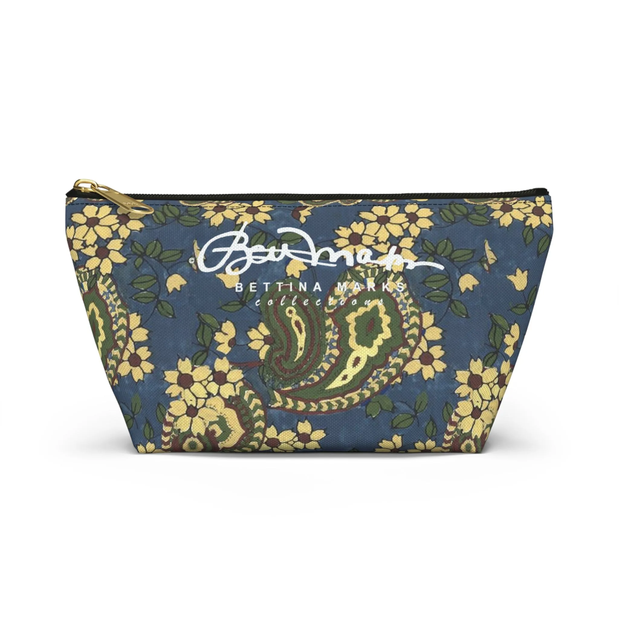 Vintage Blue Paisley Accessory Pouch w T-bottom