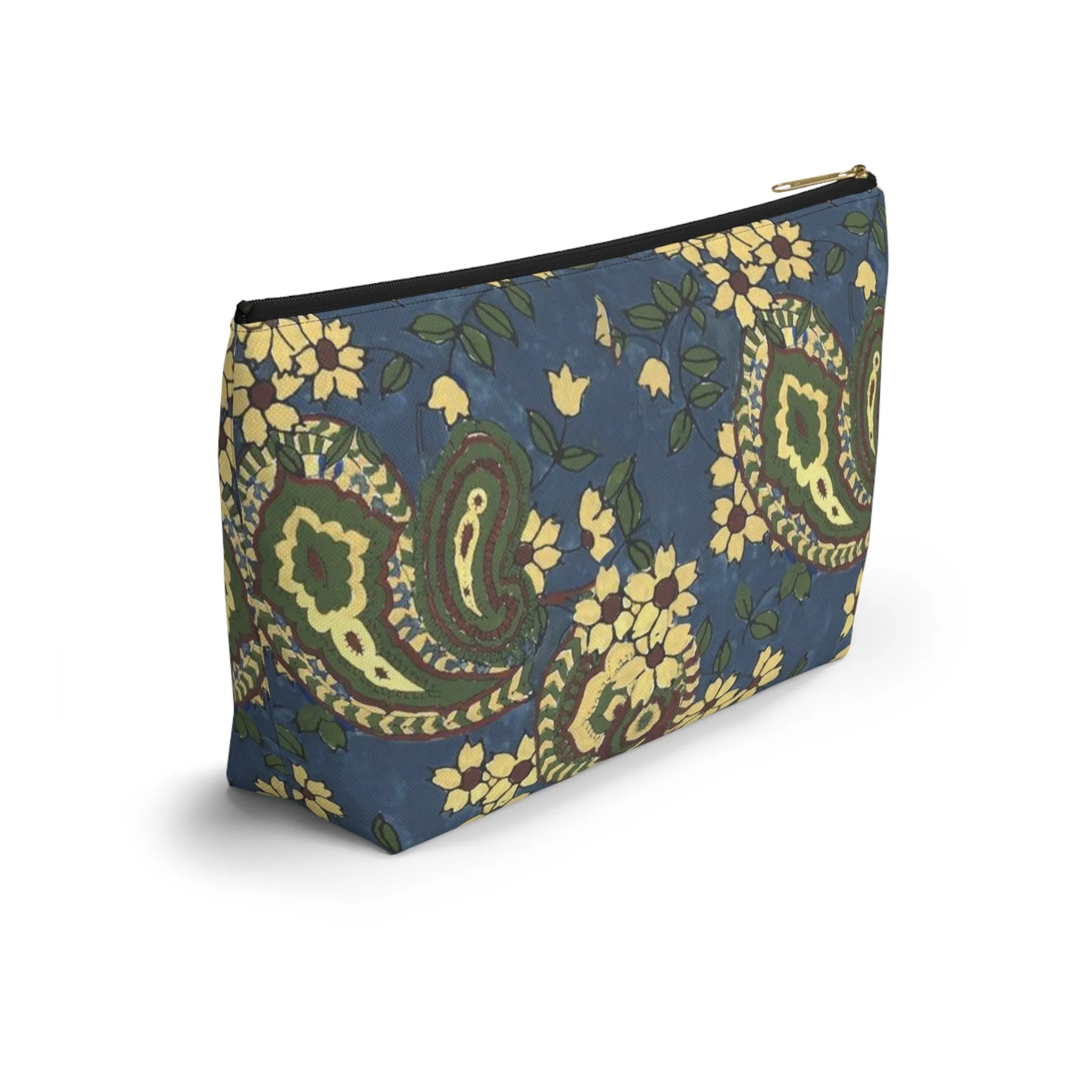 Vintage Blue Paisley Accessory Pouch w T-bottom