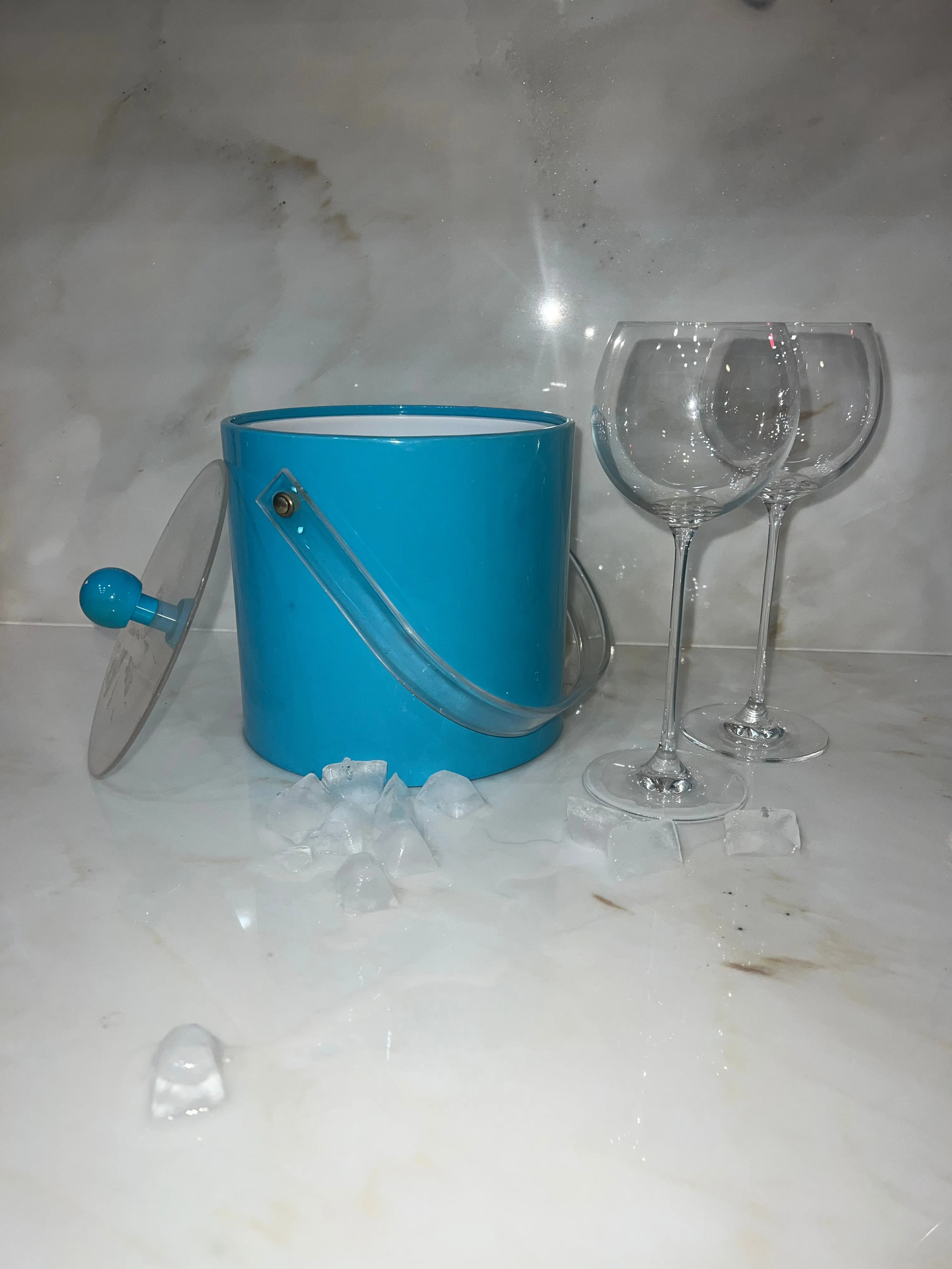 Vintage Blue Plexi Ice Bucket