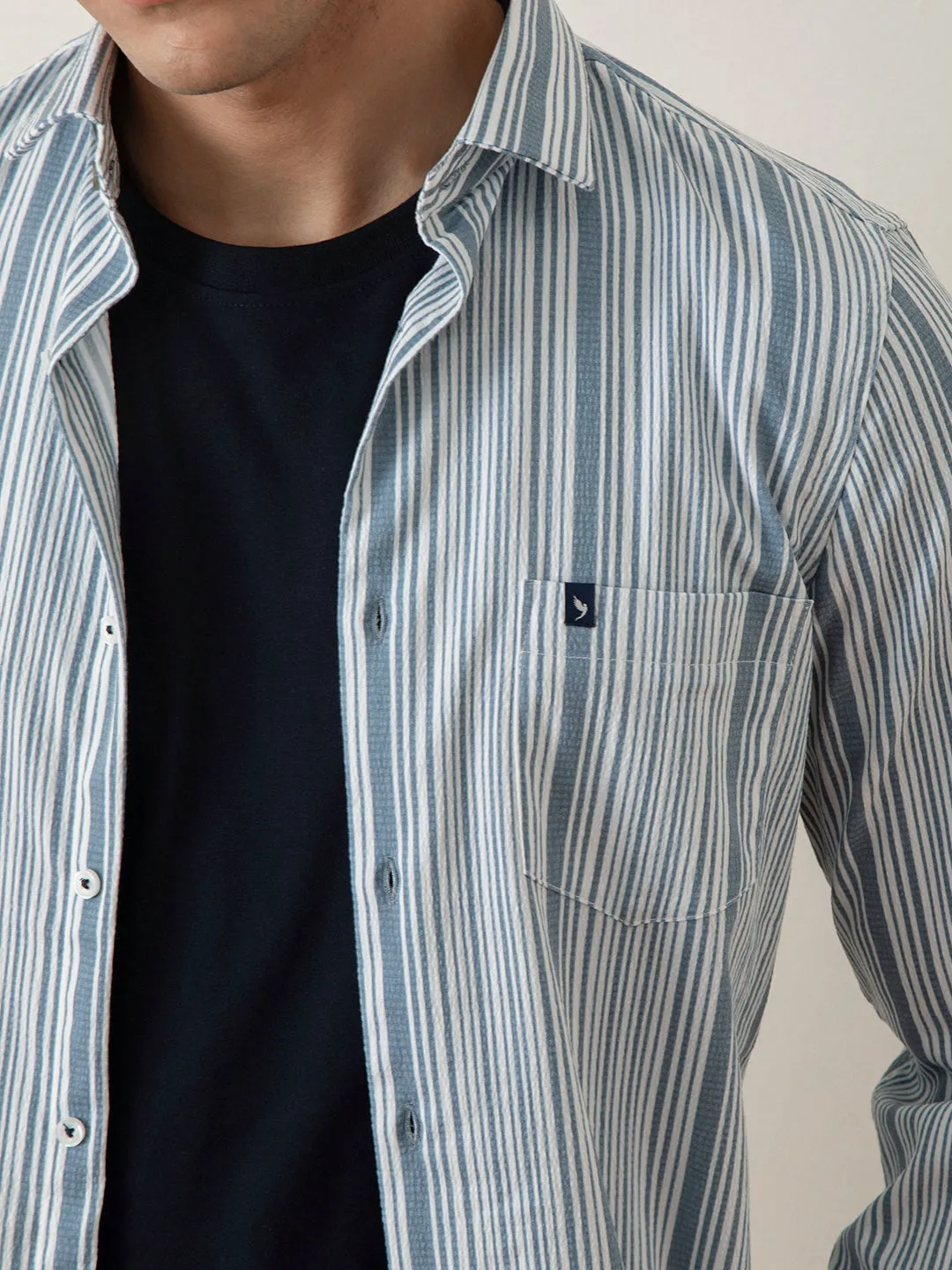 Vintage Blue Striped Shirt