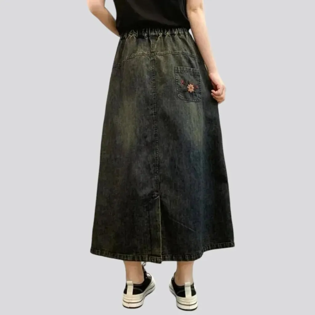 Vintage boho jean skirt for women