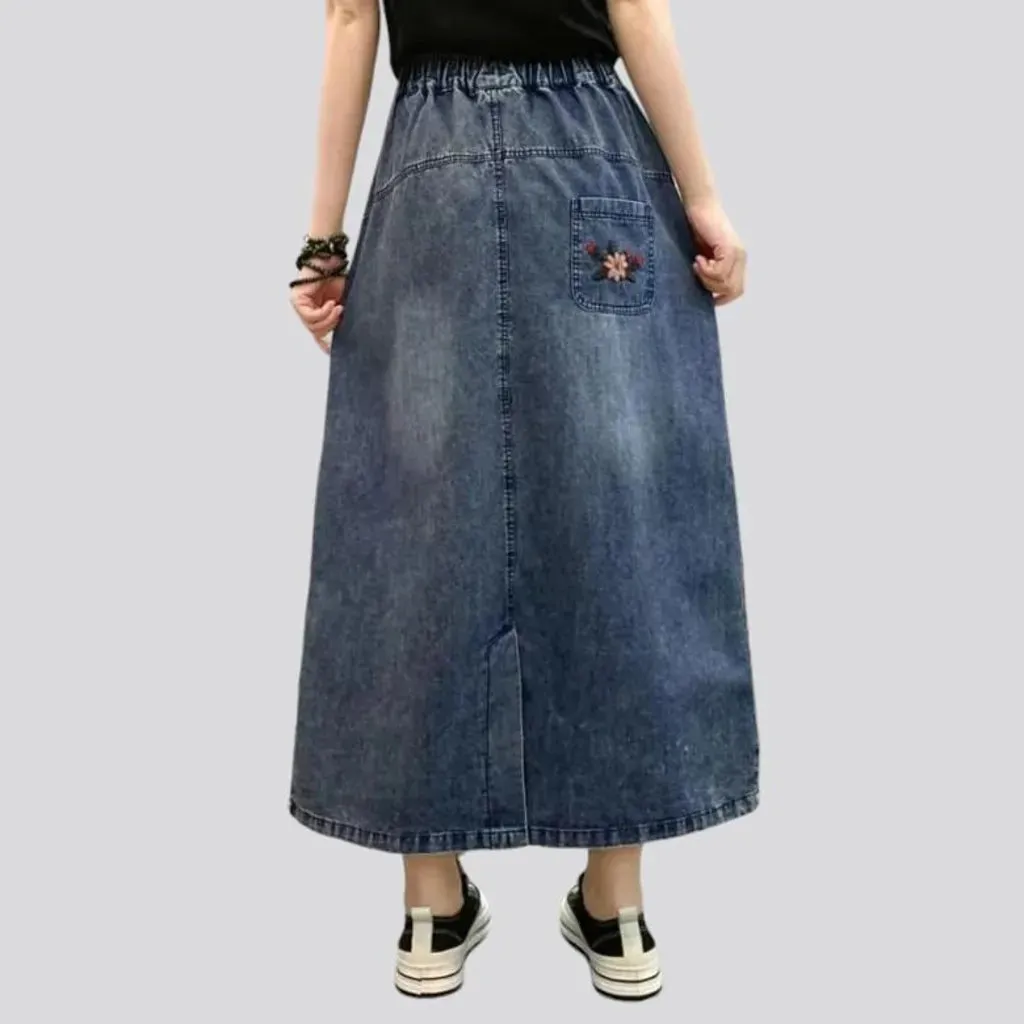 Vintage boho jean skirt for women