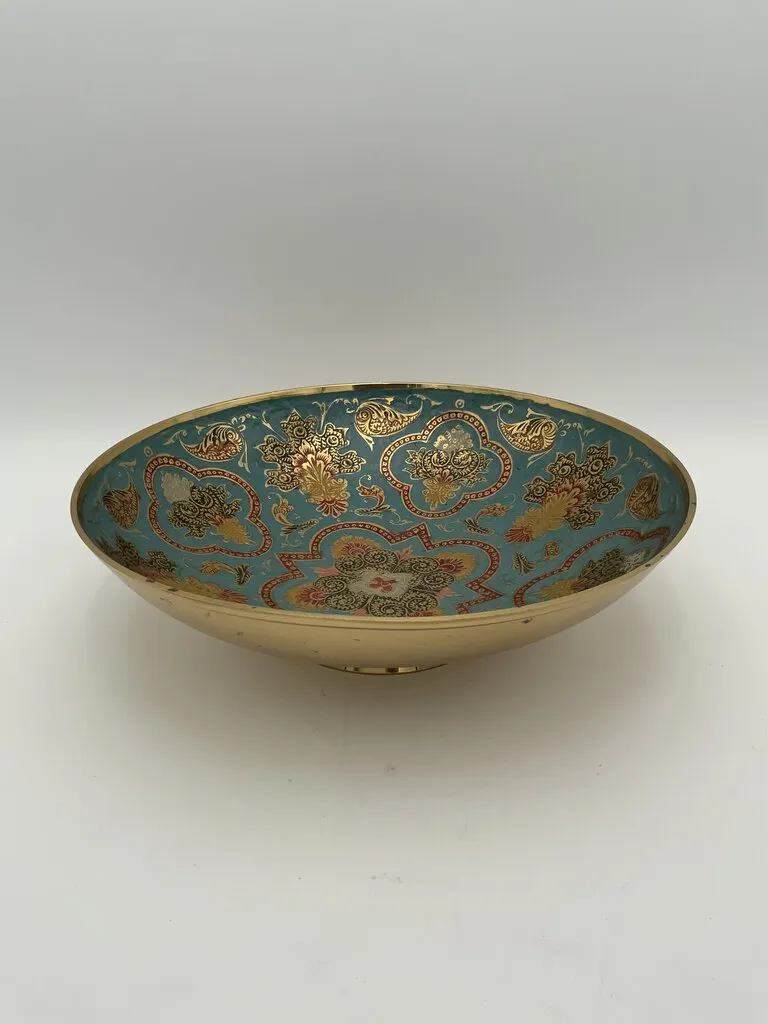 Vintage Brass Enameled Dish