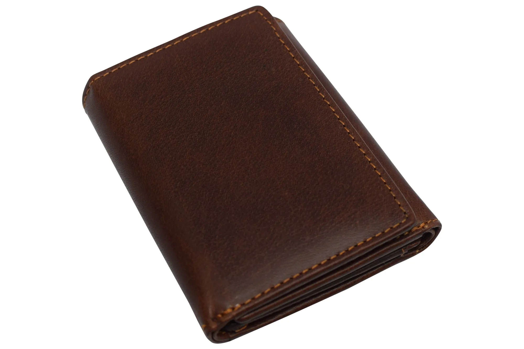 Vintage Buffalo Leather Men's RFID Trifold Wallet With Double ID Windows