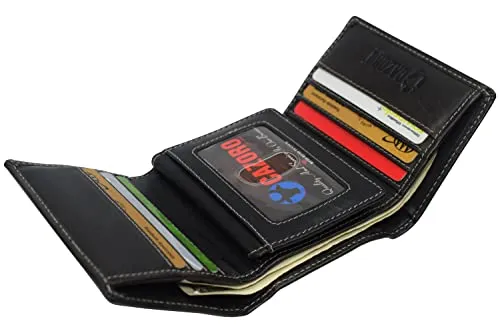 Vintage Buffalo Leather Men's RFID Trifold Wallet With Double ID Windows