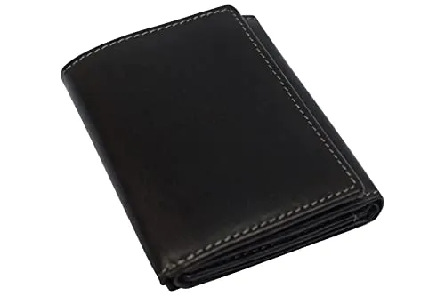 Vintage Buffalo Leather Men's RFID Trifold Wallet With Double ID Windows