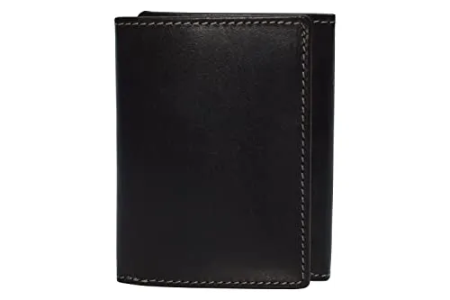 Vintage Buffalo Leather Men's RFID Trifold Wallet With Double ID Windows