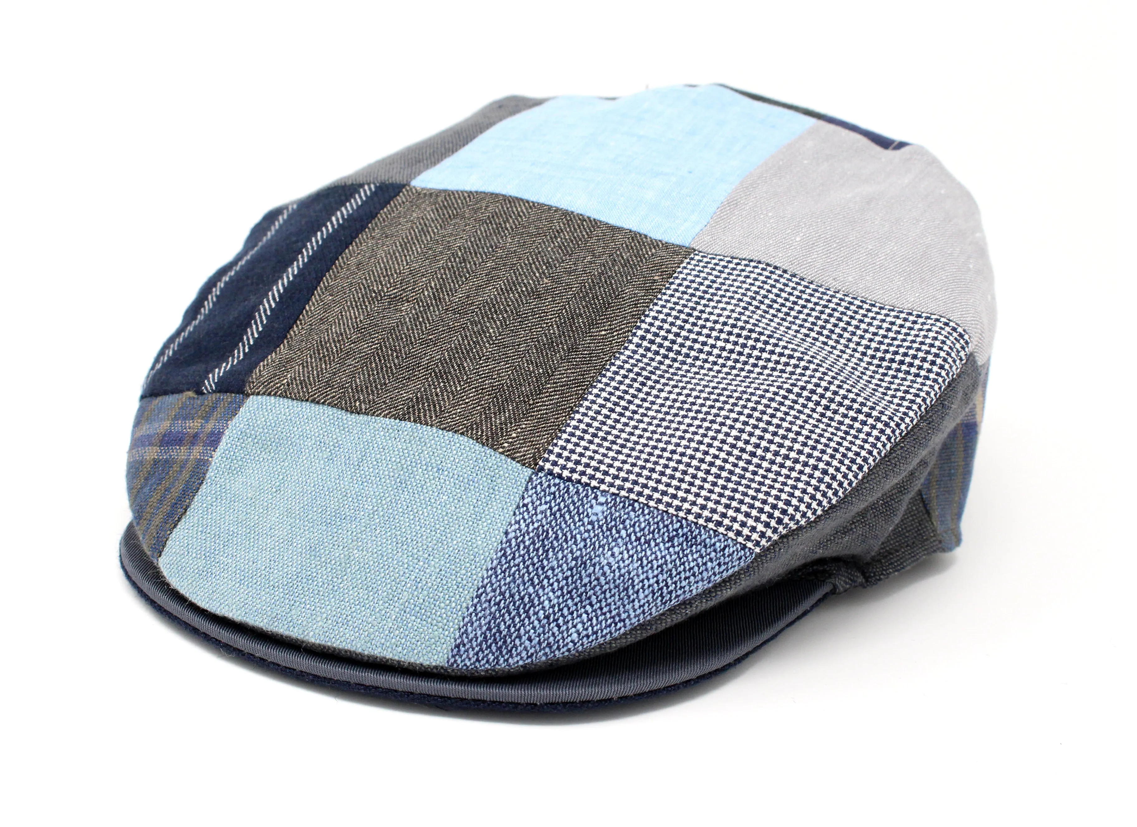 Vintage Cap Patchwork Grey/Blue Linen