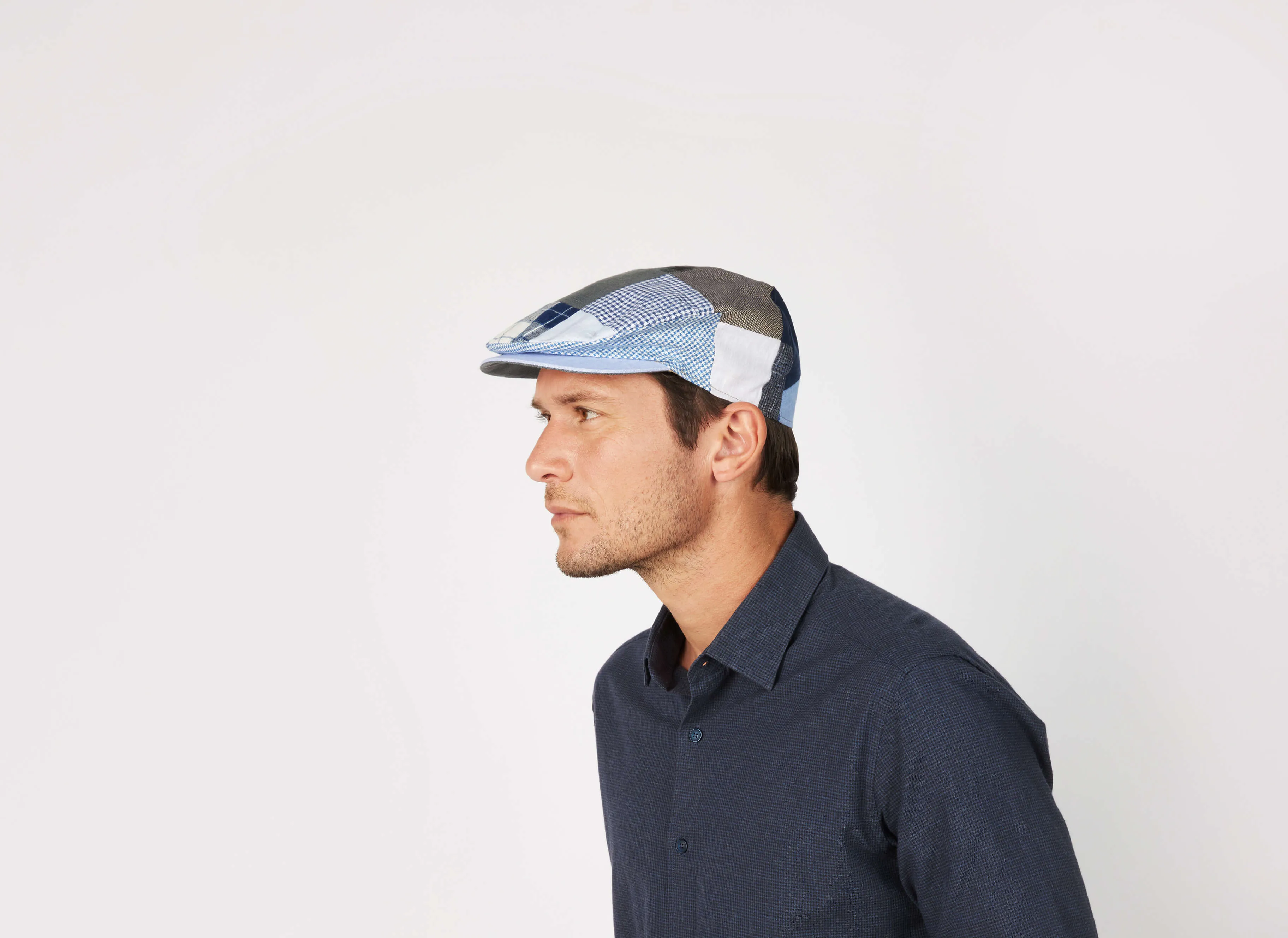 Vintage Cap Patchwork Grey/Blue Linen